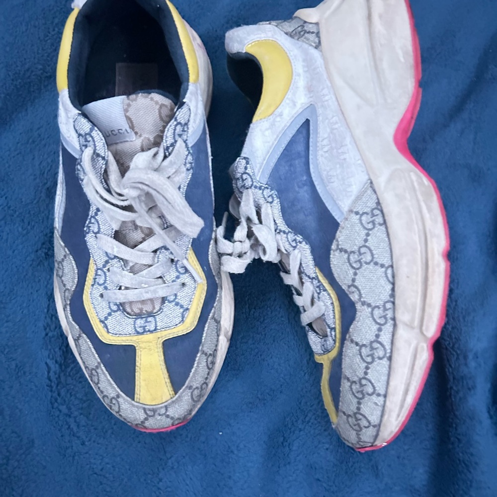 Gucci Blue and Yellow Patterned Sneakers
